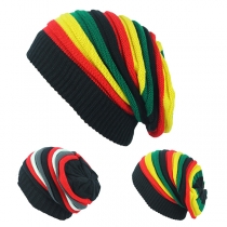 Hip-hop Contrast Color Rainbow Knit Beanies