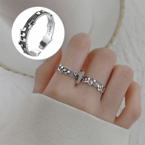 Chic Style Silver-tone Musical Note Open Ring