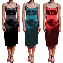 Sexy Backless Solid Color Slim Fit Sling Dress