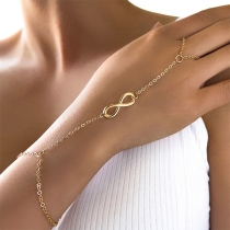 Fashion Gold-tone Infinite Symbol Finger Bracelet