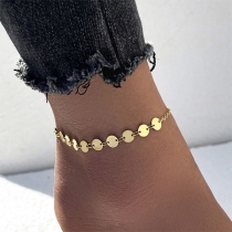 Simple Style Gold-tone Round Sequin Anklet