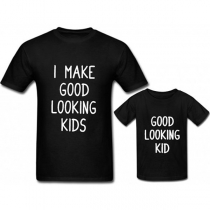 Fashion Short Sleeve Round Neck Letters Printed Parent-child T-shirt