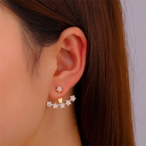 Fashion Rhinestone Inlaid Pentagram Shaped Stud Earrings