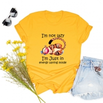 Casual Style Short Sleeve Round Neck Letters Printed T-shirt