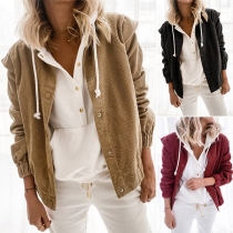 Fashion Solid Color Long Sleeve Loose Cardigan Coat