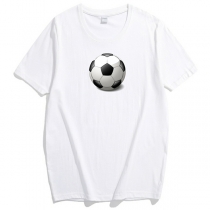 Casual Style Football Pattern Short Sleeve Round Neck Parent-child T-shirt