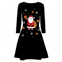 Black A-line Christmas Dress