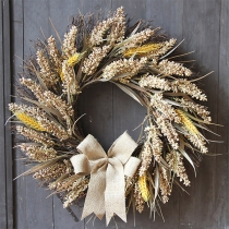50cm Autumn Harvest Garland Gold Wheat Ears Circle Garland for Wedding Wall Home Thanksgiving Decor