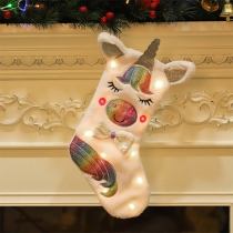 Cute Cartoon Unicorn Sequin Christmas Socking Decoraions