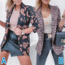 OL Style Long Sleeve Slim Fit Printed Blazer Coat