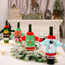Creative Style Contrast Color Christmas Pattern Knit Bottle Cover 2 Piece/Set