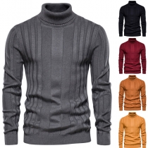 Fashion Solid Color Long Sleeve Turtleneck Man's Knit Sweater