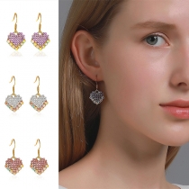 Sweet Style Rhinestone Inlaid Heart Shape Stud Earrings