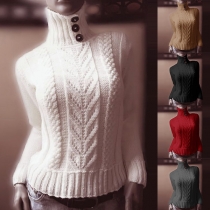 Fashion Solid Color Long Sleeve Turtleneck Sweater