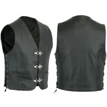 Retro Style Sleeveless Side Lace-up Solid Color Man's Vest