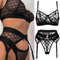 Sexy See-through Gauze Lingerie Set Three-piece Set