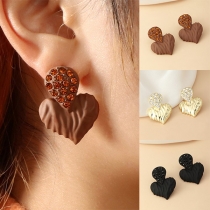 Fashion Rhinestone Inlaid Heart Shape Stud Earrings
