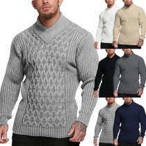 Fashion Solid Color Long Sleeve V-neck Man's Sweater