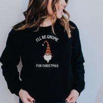 Fashion Christmas Printed Long Sleeve Round Neck Loose Sweatshirt