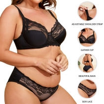 Sexy Solid Color Lace Spliced Push-up Underwear Bra Set