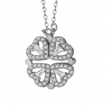 Fresh Style Rhinestone Inlaid Four Leaf Clover Pendant Necklace
