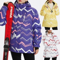Fashion Printed Long Sleeve Hooded Outdoor Jacket Ski Coat