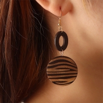 Retro Style Round Wooded Earrings