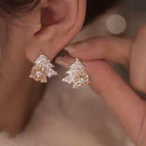 Tiktok Rotating Snowflake Christmas Tree Stud Earrings