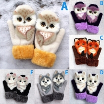Cute Cartoon Animal Shape Plush Gloves
