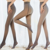 Fashion High Waist Plush Lining Fake Translucent Stretch Pantyhose