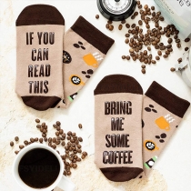 Cute Cartoon Pattern Contrast Color Letters Printed Breathable Socks