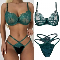 Sexy Hollow Out See-through Lace Lingerie Set