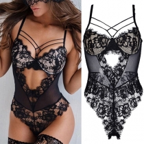 Sexy Hollow Out See-through Lace Sling One-piece Bodysuit Lingerie