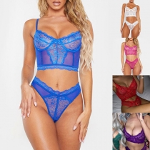 Sexy Sheer Lace Underwire Bra + Low-waist Briefs Underwear Lingerie Set