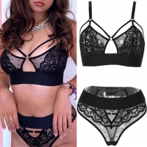 Sexy Gauze Spliced See-through Lace Underwire Set