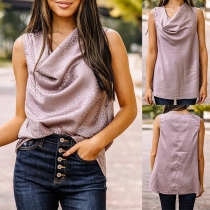 Light Purple Sleeveless Top with Snake Printed and Draped Neckline