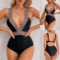 Shaping Swimsuit with Leopard Printed