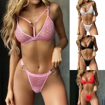 Sexy Backless Lace Lingerie Set with Heart Pattern