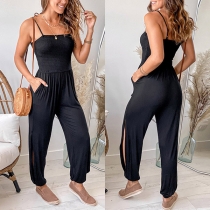 Sexy Black Side Slit Sling Jumpsuit