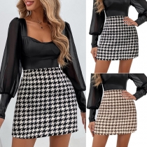 Fashion Houdstooth Short Skirt