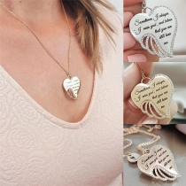 Fashion Angel Wing Rhinestone Letter Heart Shape Pendant Necklace