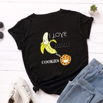 Cute Bananas and Cookies Printed Shirt