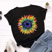 Casual Colorful Sunflower Printed Shirt