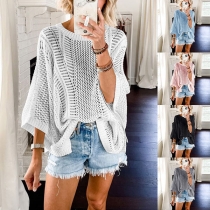 Sexy Crochet Batwing Sleeve Swim Cover-up Shirt