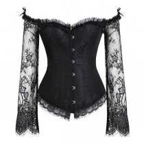 Sexy Lace Spliced Lace-up Off-the-shoulder Stage Costumes Corset