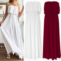 Sexy Solid Color Strapless Maxi Dress