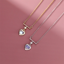 Fashion S925 Necklace with Heart Shape Moonstone/Opal Pendant