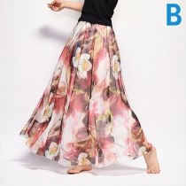 Casual Floral Printed Midi Skirt