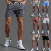 Casual Basic Drawstring Shorts for Men