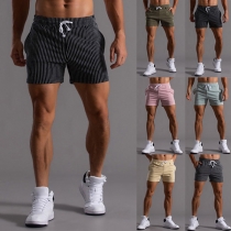Casual Stripe Drawstring Shorts for Men